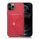 Litchi Texture Silicone + PC + PU Leather Back Cover Shockproof Case with Card Slot For iPhone 12 Pro Max(Red) - 1