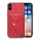 Litchi Texture Silicone + PC + PU Leather Back Cover Shockproof Case with Card Slot For iPhone XS / X(Red) - 1