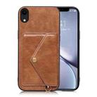 Litchi Texture Silicone + PC + PU Leather Back Cover Shockproof Case with Card Slot For iPhone XR(Brown) - 1
