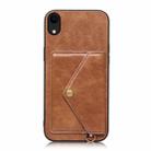 Litchi Texture Silicone + PC + PU Leather Back Cover Shockproof Case with Card Slot For iPhone XR(Brown) - 2