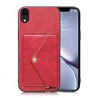 Litchi Texture Silicone + PC + PU Leather Back Cover Shockproof Case with Card Slot For iPhone XR(Red) - 1