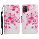 For Samsung Galaxy A03s 164mm Painted Pattern Horizontal Flip Leather Case with Holder & Card Slot & Wallet(Red Flower) - 1