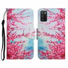 For Samsung Galaxy A03s 164mm Painted Pattern Horizontal Flip Leather Case with Holder & Card Slot & Wallet(Red Cherry Blossoms) - 1