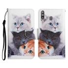 For Samsung Galaxy A20s Painted Pattern Horizontal Flip Leather Case with Holder & Card Slot & Wallet(Three Cats) - 1