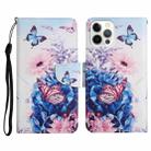 For iPhone 13 Pro Max Painted Pattern Horizontal Flip Leather Case with Holder & Card Slot & Wallet (Purple Butterfly) - 1