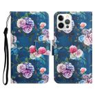 For iPhone 13 Pro Max Painted Pattern Horizontal Flip Leather Case with Holder & Card Slot & Wallet (Fluorescent Rose) - 1