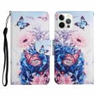 For iPhone 13 Pro Painted Pattern Horizontal Flip Leather Case with Holder & Card Slot & Wallet (Purple Butterfly) - 1