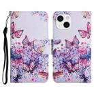 For iPhone 13 Painted Pattern Horizontal Flip Leather Case with Holder & Card Slot & Wallet(Bright Butterfly) - 1