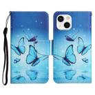 For iPhone 13 Painted Pattern Horizontal Flip Leather Case with Holder & Card Slot & Wallet(Flying Butterfly) - 1