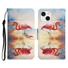 For iPhone 13 Painted Pattern Horizontal Flip Leather Case with Holder & Card Slot & Wallet(Flamingo) - 1