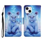 For iPhone 13 Painted Pattern Horizontal Flip Leather Case with Holder & Card Slot & Wallet(Little Leopard) - 1