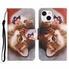 For iPhone 13 Painted Pattern Horizontal Flip Leather Case with Holder & Card Slot & Wallet(Butterfly Cat) - 1