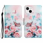 For iPhone 13 mini Painted Pattern Horizontal Flip Leather Case with Holder & Card Slot & Wallet (Peony Butterfly) - 1