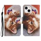 For iPhone 13 mini Painted Pattern Horizontal Flip Leather Case with Holder & Card Slot & Wallet (Butterfly Cat) - 1