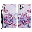 For iPhone 12 / 12 Pro Painted Pattern Horizontal Flip Leather Case with Holder & Card Slot & Wallet(Bright Butterfly) - 1