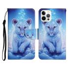 For iPhone 12 / 12 Pro Painted Pattern Horizontal Flip Leather Case with Holder & Card Slot & Wallet(Little Leopard) - 1