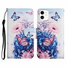 For iPhone 12 mini Painted Pattern Horizontal Flip Leather Case with Holder & Card Slot & Wallet (Purple Butterfly) - 1