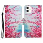 For iPhone 12 mini Painted Pattern Horizontal Flip Leather Case with Holder & Card Slot & Wallet (Red Cherry Blossoms) - 1