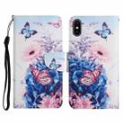 For iPhone XS Max Painted Pattern Horizontal Flip Leather Case with Holder & Card Slot & Wallet(Purple Butterfly) - 1