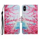 For iPhone XS Max Painted Pattern Horizontal Flip Leather Case with Holder & Card Slot & Wallet(Red Cherry Blossoms) - 1