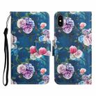 For iPhone XS Max Painted Pattern Horizontal Flip Leather Case with Holder & Card Slot & Wallet(Fluorescent Rose) - 1