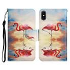 For iPhone XS Max Painted Pattern Horizontal Flip Leather Case with Holder & Card Slot & Wallet(Flamingo) - 1