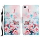 For iPhone SE 2022 / SE 2020 / 8 / 7 Painted Pattern Horizontal Flip Leather Case with Holder & Card Slot & Wallet(Peony Butterfly) - 1