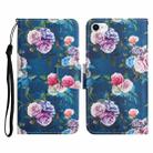 For iPhone SE 2022 / SE 2020 / 8 / 7 Painted Pattern Horizontal Flip Leather Case with Holder & Card Slot & Wallet(Fluorescent Rose) - 1