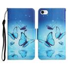 For iPhone SE 2022 / SE 2020 / 8 / 7 Painted Pattern Horizontal Flip Leather Case with Holder & Card Slot & Wallet(Flying Butterfly) - 1