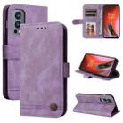 For OnePlus Nord 2 5G Skin Feel Life Tree Metal Button Horizontal Flip Leather Case with Holder & Card Slot & Wallet & Photo Frame & Strap(Purple) - 1