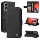 For OnePlus Nord 2 5G Skin Feel Life Tree Metal Button Horizontal Flip Leather Case with Holder & Card Slot & Wallet & Photo Frame & Strap(Black) - 1