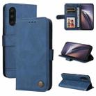 For OnePlus Nord CE 5G Skin Feel Life Tree Metal Button Horizontal Flip Leather Case with Holder & Card Slot & Wallet & Photo Frame & Strap(Blue) - 1