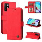 For Xiaomi Redmi 10 Skin Feel Life Tree Metal Button Horizontal Flip Leather Case with Holder & Card Slot & Wallet & Photo Frame & Strap(Red) - 1