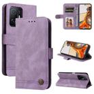 For Xiaomi Mi 11T Pro / Mi 11T Skin Feel Life Tree Metal Button Horizontal Flip Leather Case with Holder & Card Slot & Wallet & Photo Frame & Strap(Purple) - 1