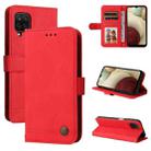 For Samsung Galaxy A12 5G / M12 5G / F12 5G Skin Feel Life Tree Metal Button Horizontal Flip Leather Case with Holder & Card Slot & Wallet & Photo Frame & Strap(Red) - 1