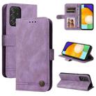 For Samsung Galaxy A52 5G / 4G / A52s Skin Feel Life Tree Metal Button Horizontal Flip Leather Case with Holder & Card Slot & Wallet & Photo Frame & Strap(Purple) - 1