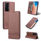 For vivo X70 AZNS Magnetic Calf Texture Horizontal Flip Leather Case with Card Slots & Holder & Wallet(Dark Brown) - 1
