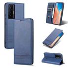 For vivo X70 AZNS Magnetic Calf Texture Horizontal Flip Leather Case with Card Slots & Holder & Wallet(Dark Blue) - 1