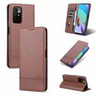 For Xiaomi Redmi 10 AZNS Magnetic Calf Texture Horizontal Flip Leather Case with Card Slots & Holder & Wallet(Dark Brown) - 1