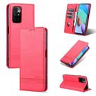 For Xiaomi Redmi 10 AZNS Magnetic Calf Texture Horizontal Flip Leather Case with Card Slots & Holder & Wallet(Red) - 1