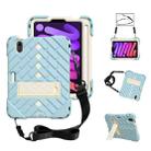 Shockproof Rhombus Robot PC + Silicone Protective Tablet Case with Holder & Shoulder Strap For iPad mini 6(Ice Crystal Blue) - 1