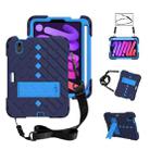 For iPad mini 6 Shockproof Rhombus Robot PC + Silicone Protective Tablet Case with Holder & Shoulder Strap(Navy Blue) - 1