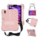 Shockproof Rhombus Robot PC + Silicone Protective Tablet Case with Holder & Shoulder Strap For iPad mini 6(Rose Gold) - 1