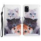 For Samsung Galaxy A31 Painted Pattern Horizontal Flip Leather Case with Holder & Card Slot & Wallet(Three Cats) - 1