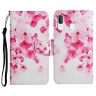For Samsung Galaxy A40 Painted Pattern Horizontal Flip Leather Case with Holder & Card Slot & Wallet(Red Flower) - 1