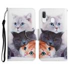 For Samsung Galaxy A40 Painted Pattern Horizontal Flip Leather Case with Holder & Card Slot & Wallet(Three Cats) - 1