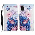 For Samsung Galaxy A41 Painted Pattern Horizontal Flip Leather Case with Holder & Card Slot & Wallet(Purple Butterfly) - 1