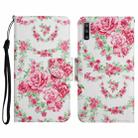 For Samsung Galaxy A50 Painted Pattern Horizontal Flip Leather Case with Holder & Card Slot & Wallet(Rose Flower) - 1