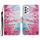 For Samsung Galaxy A52 5G / 4G Painted Pattern Horizontal Flip Leather Case with Holder & Card Slot & Wallet(Red Cherry Blossoms) - 1