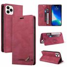 For iPhone 13 Pro Max Skin Feel Anti-theft Brush Horizontal Flip Leather Case with Holder & Card Slots & Wallet (Wine Red) - 1